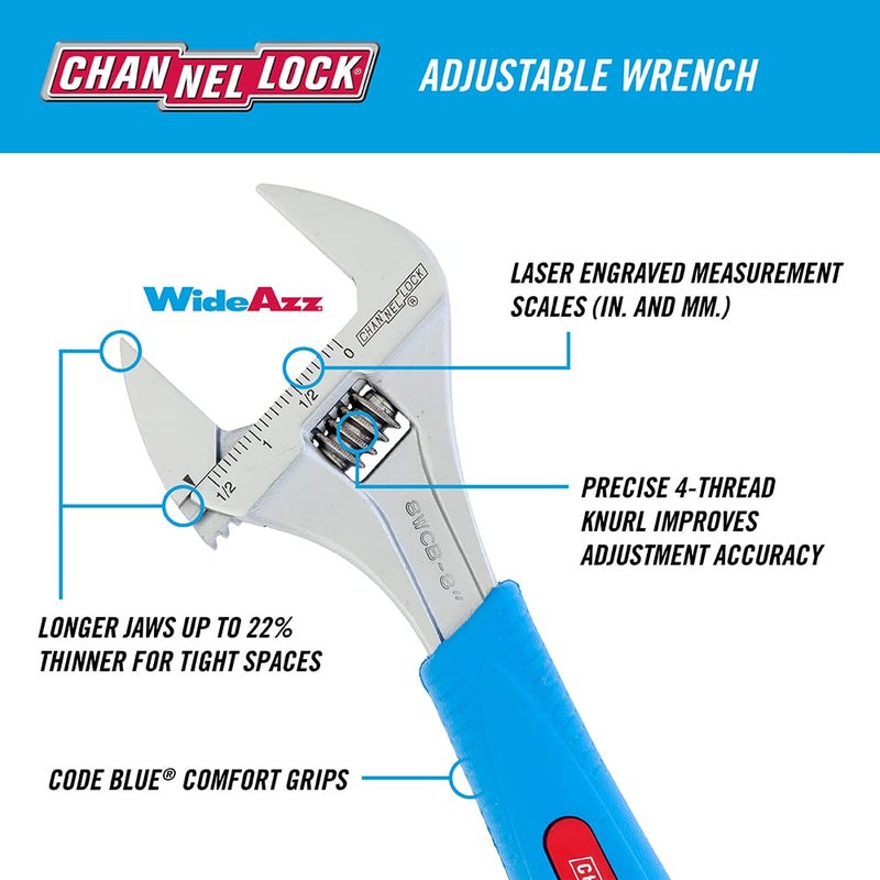Channellock Adj. Wrench Set, Jaw Cap. 15/16, 1-3/8 In - Image 2